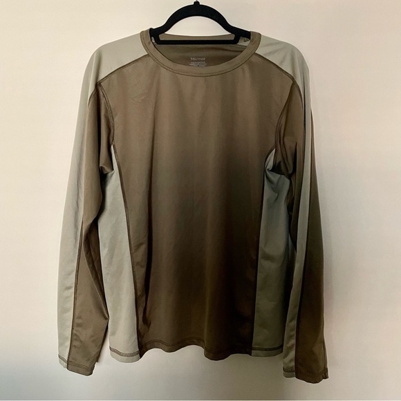 Marmot Green Two Toned Long Sleeve Base Layer - Picture 1 of 6